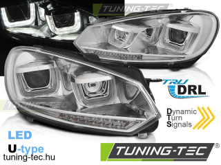 VW GOLF 6 08-12 U-TYPE CHROME DRL SEQ LED INDICATOR Tuning-Tec Fényszóró